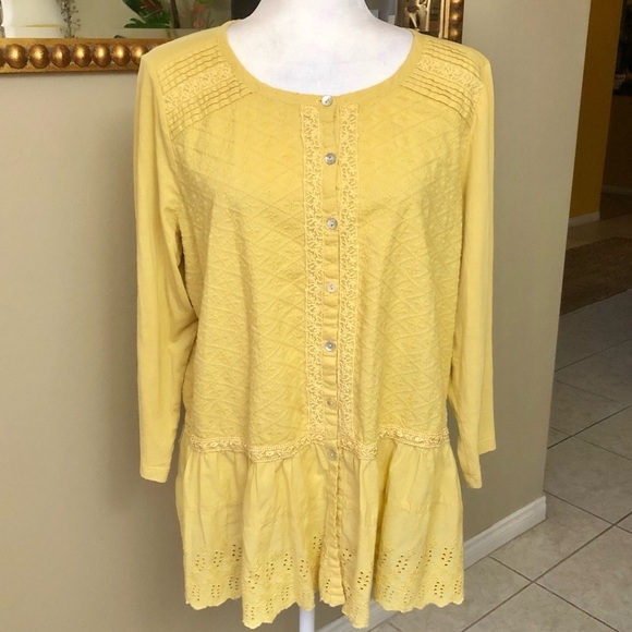 LOGO Cotton Blend Embroidered Knit Button Down Shirt - Picture 2 of 12